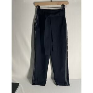 Aritzia Wilfred Jallade Pant Crepe Black Side Stripe Belted Cropped Size 00